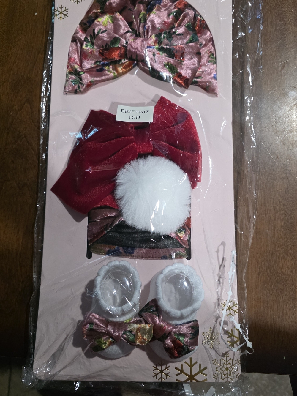 bebe Pink Floral & Red Bow Hair Accessory Set